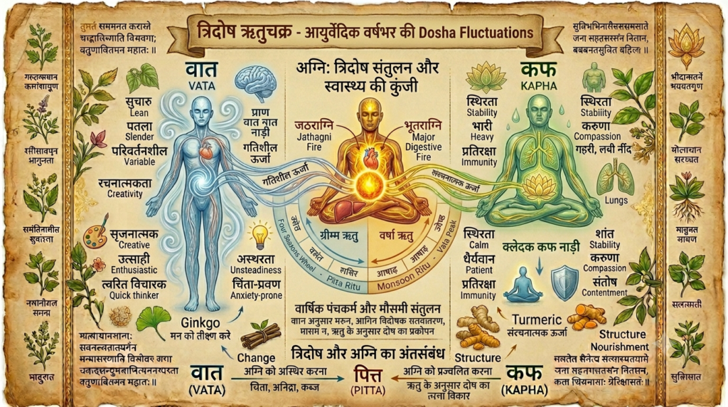 Seasonal variation of doshas according to Ayurvedic Ritucharya
