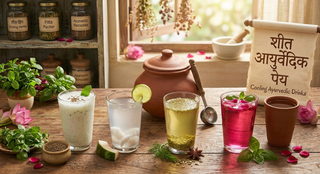 Refreshing Ayurvedic cooling drinks for summer hydration.