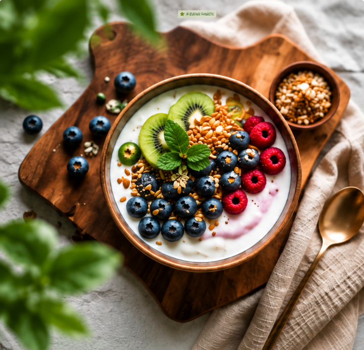 Healthy breakfast with fresh fruits